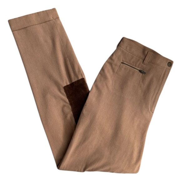 LAUREN Ralph Lauren Khaki Brown Leather Patch Equestrian Trousers Womens SZ 8 - Picture 8 of 8